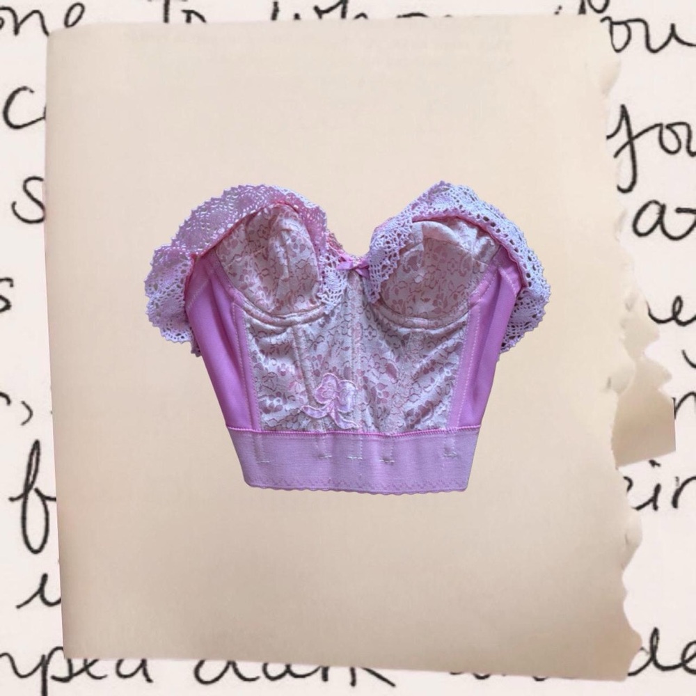 lace trim bow accent bustier top